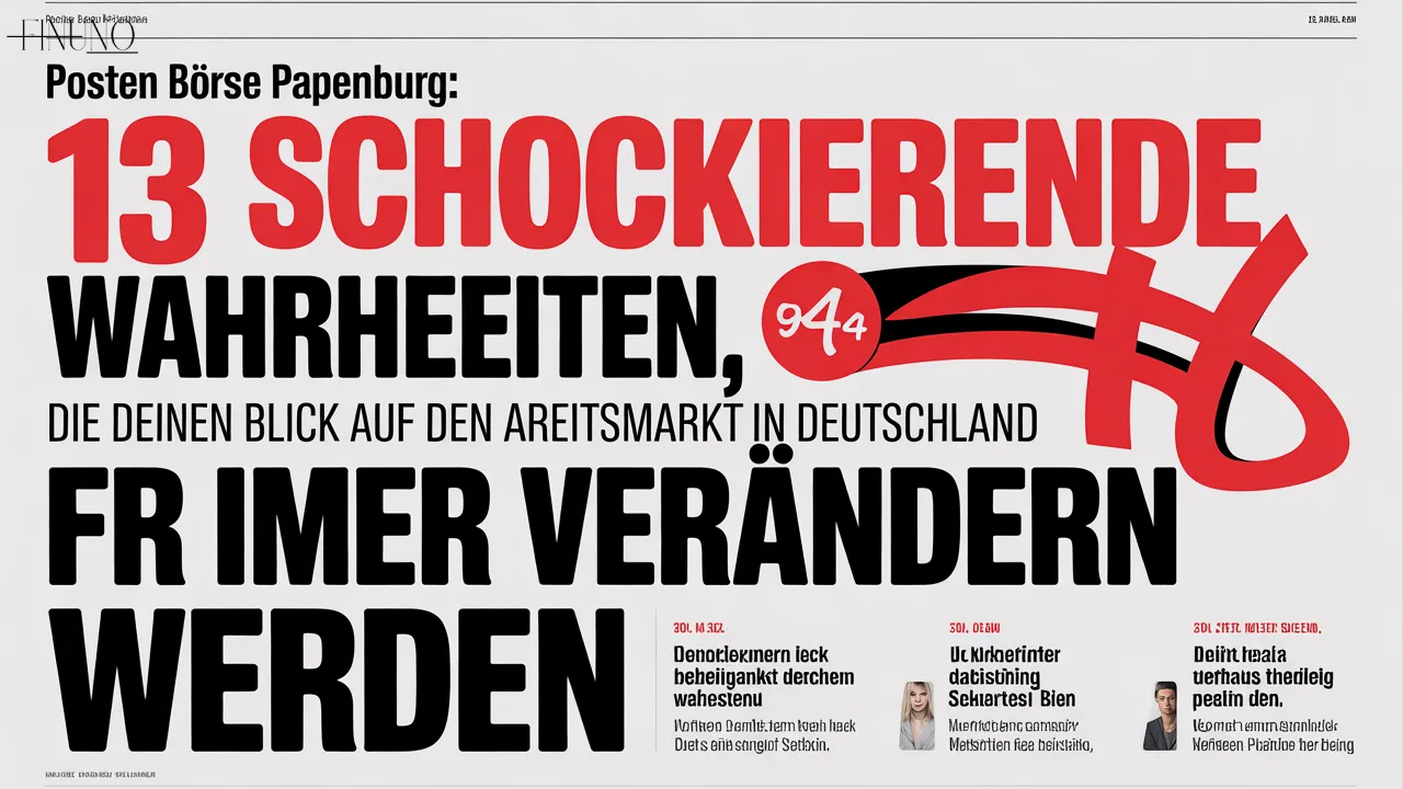 Posten Börse Papenburg: 13 Schockierende Wahrheiten, die deinen Blick auf den Arbeitsmarkt in Deutschland für immer verändern werden